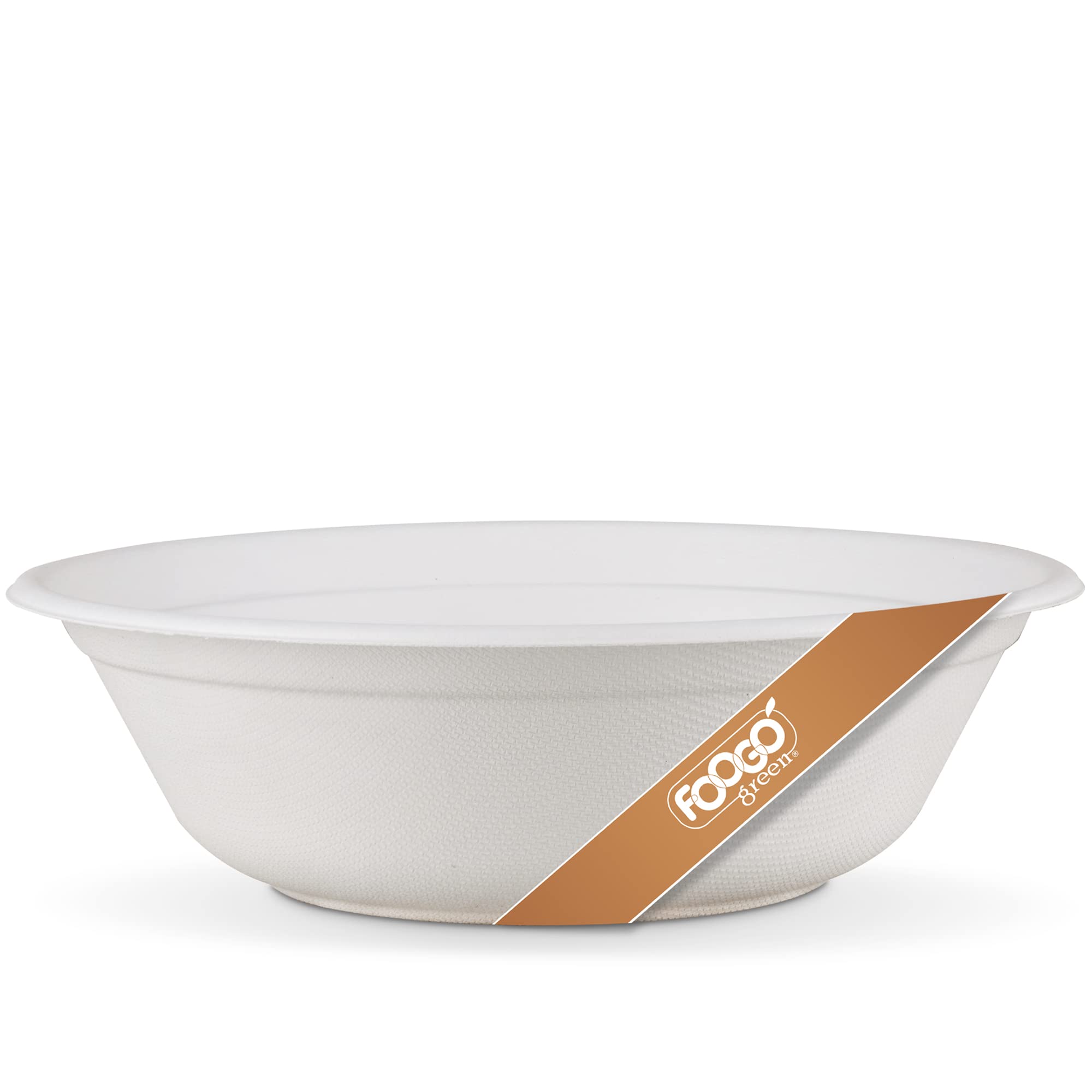 FOOGO Green 50 Disposable Sugarcane Bagasse Bowls, Large 32oz (900ml), 8"(20cm), for Soup, Desserts & Salad, Deep Round, Sturdy Paper Bowls for Hot Food, Biodegradable, Bamboo, Party