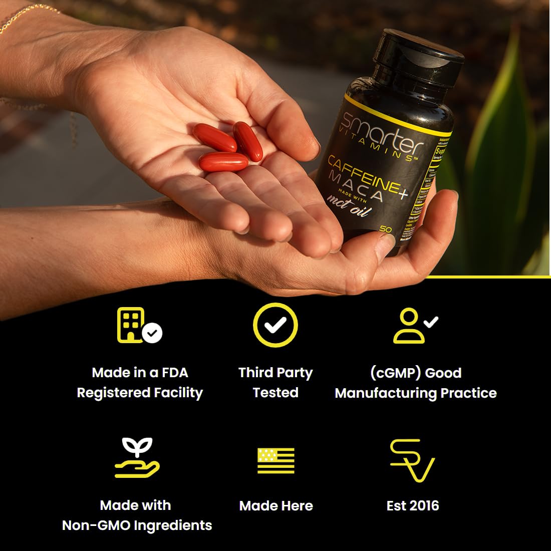 Caffeine Energy Pills 200mg with Maca Root & Coconut MCT Oil, 50 Softgels — Amazon image 5