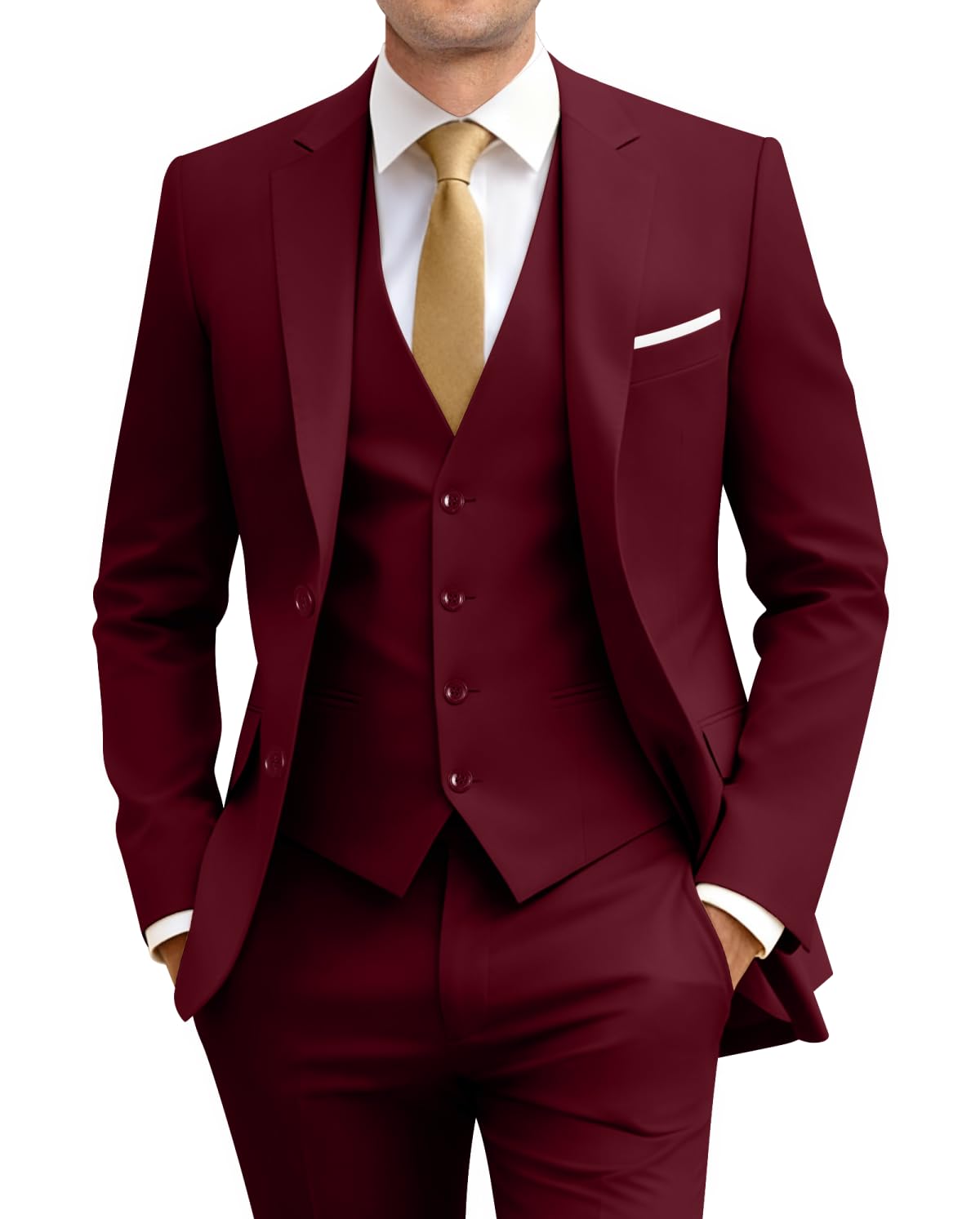 Men's Slim Fit 3 Piece Suit Set with Tie