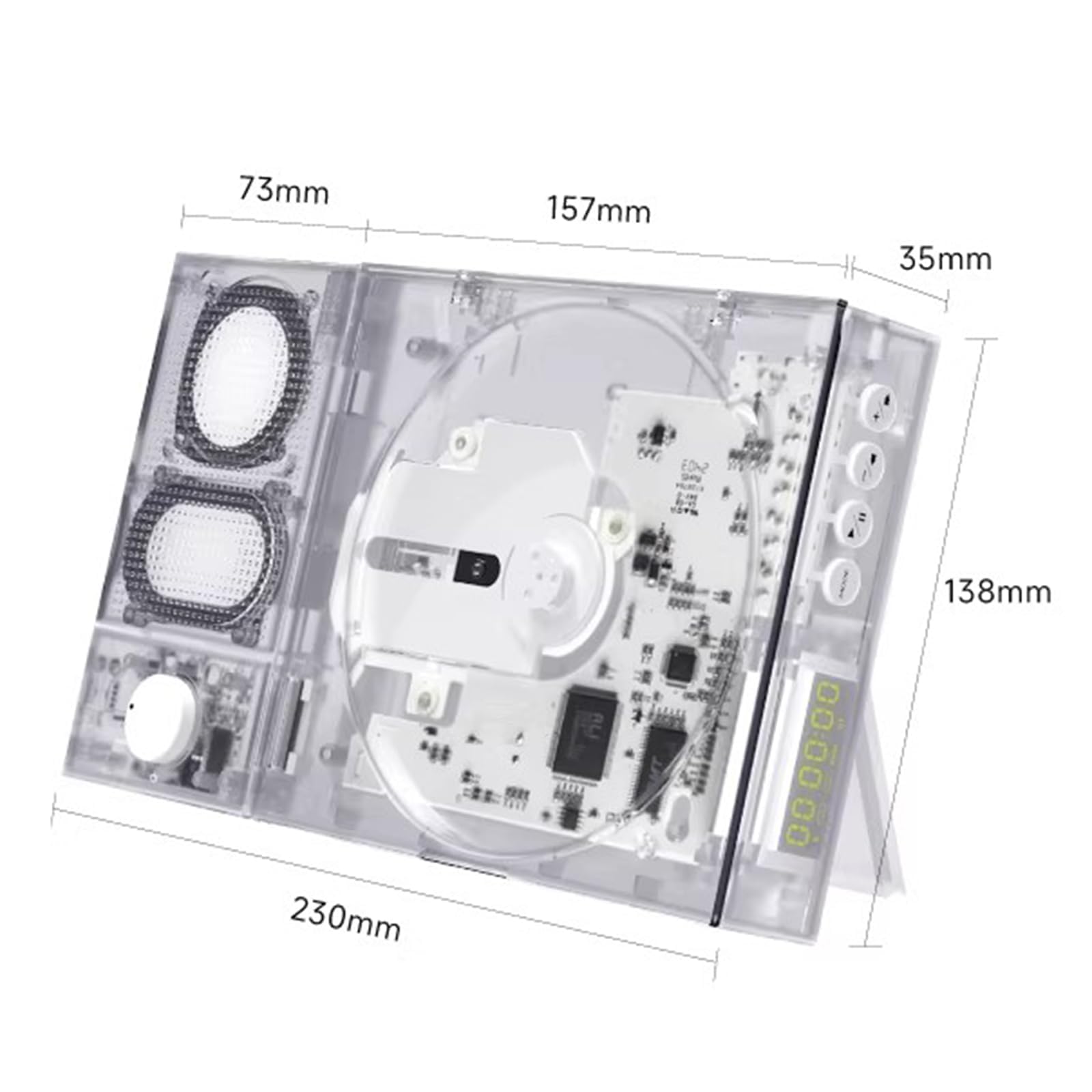 Lettore CD portatile con connettività Bluetooth, altoparlante staccabile, display a LED e batteria ricaricabile per uso domestico e auto