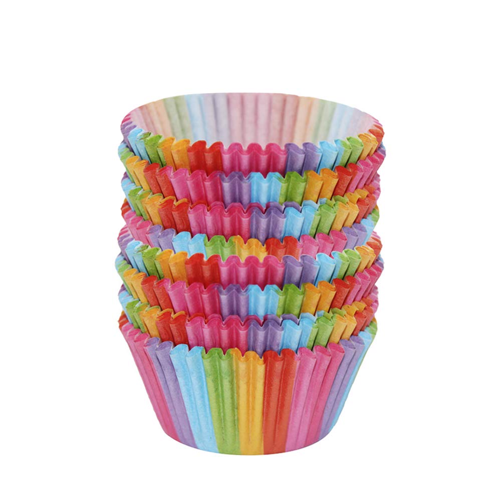 200 Caissettes à Cupcakes Arc-en-Ciel - Papier Qualité Alimentaire - Pour Muffins, Gâteaux Et Desserts