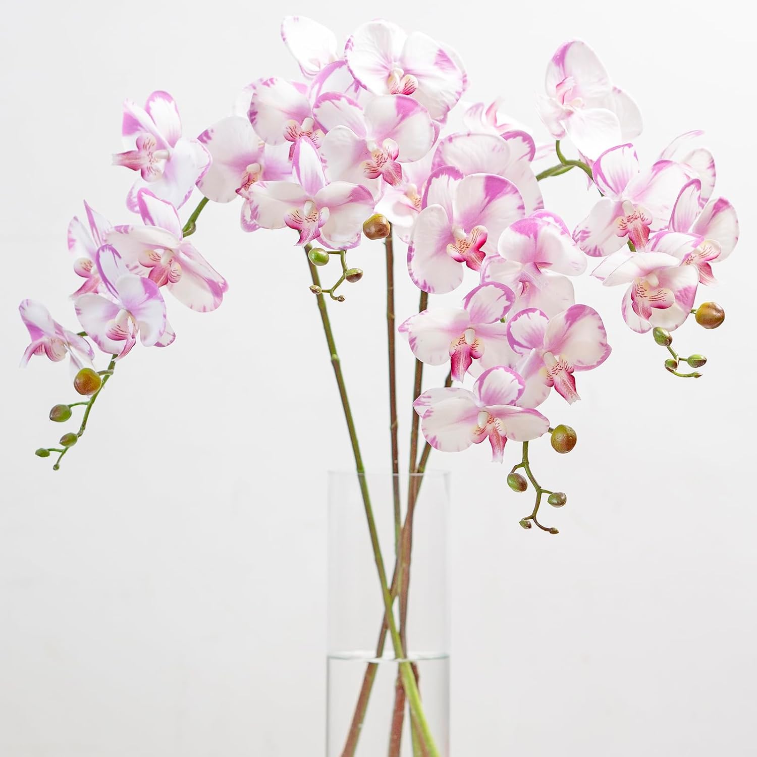 35 Inch Artificial Butterfly Orchid Flowers 4 Pcs Real Touch Orchid Fake Phalaenopsis Flowers Stem Plants for Wedding Home Decoration (Light Purple 4pcs) Light Purple 4pcs (Not Include Vases)