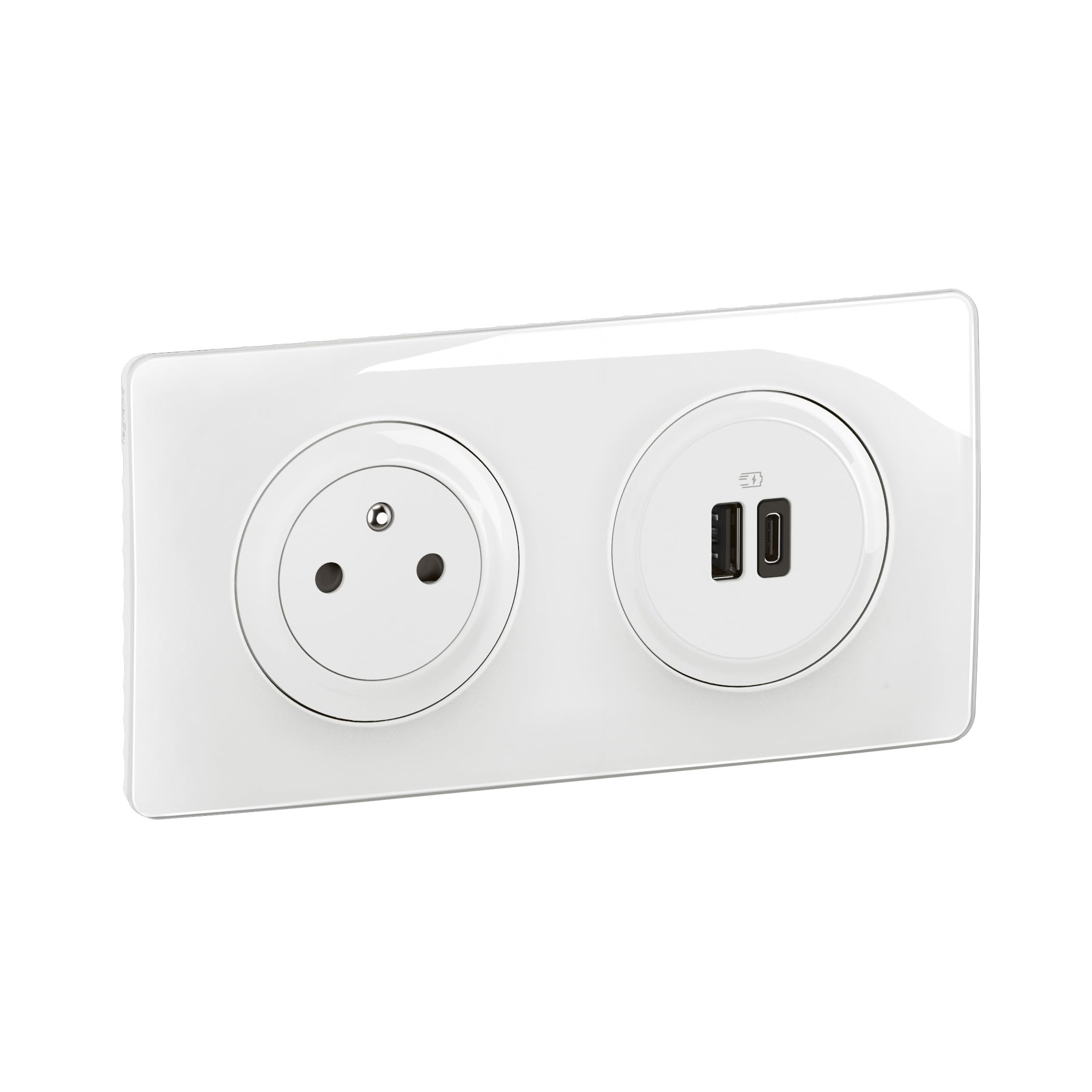 LEGRAND - Prise Electrique Murale Céliane Surface Confort + Double Chargeur USB Type A+C avec Plaque et Boîte à Encastrer - Prise Affleurante avec Socle Rétractable - Blanc