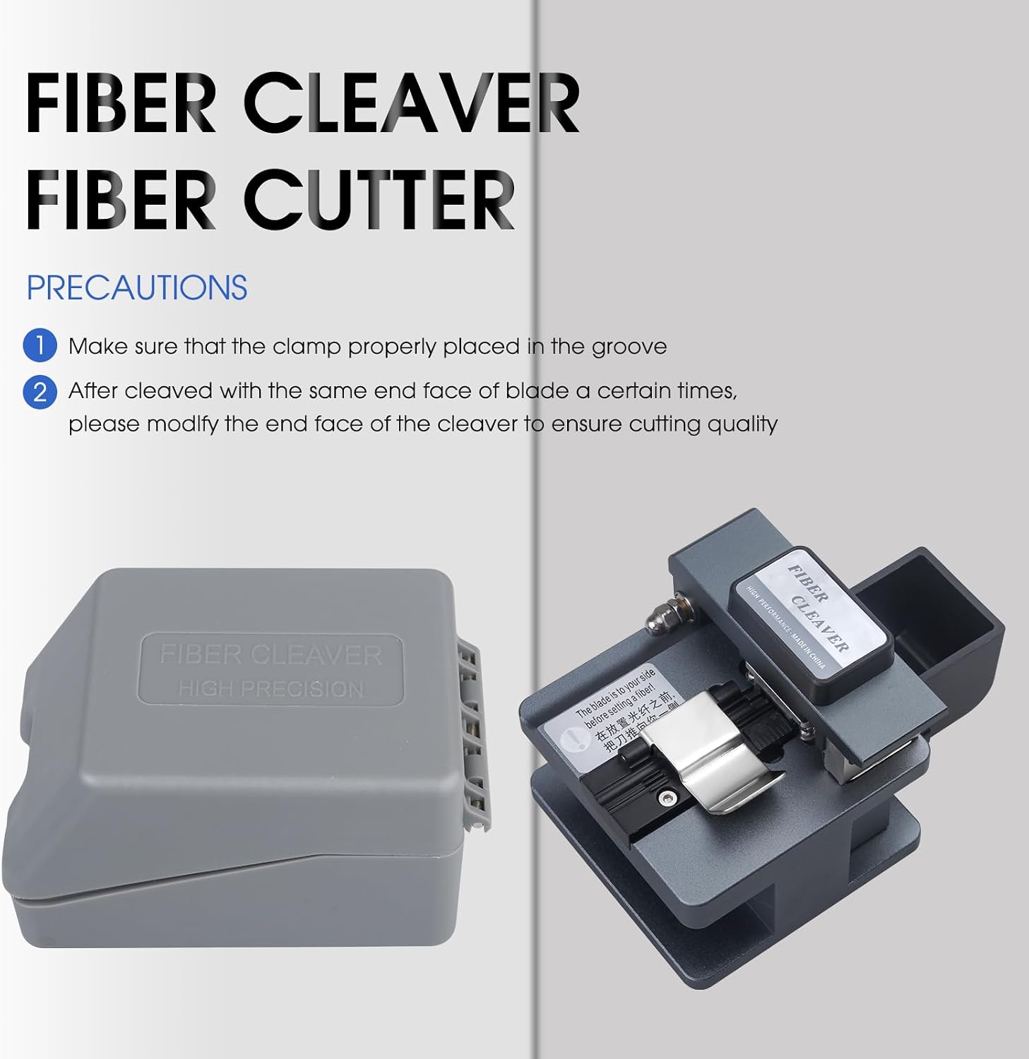 Fiber Cleaver by Precision CNC Machining, with 24 Cleaving Spots and 3 in 1 Fixture Automatic Rebound Slider Rail FTTH Tool (Gray)