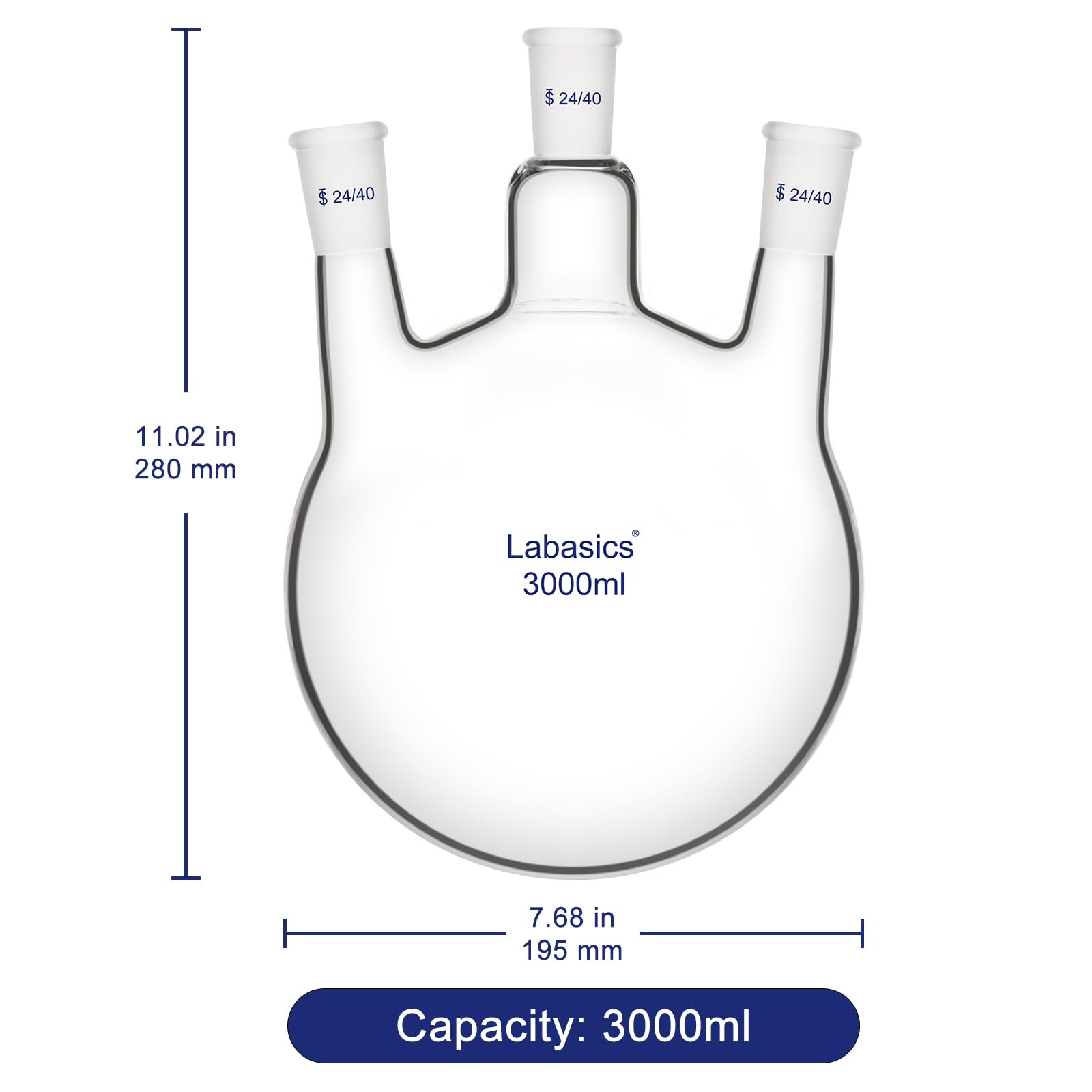 Labasics 3000ml Round Bottom Flask - Borosilicate Glass -4 Labasics 3000ml Round Bottom Flask - Borosilicate Glass -4