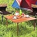 Costway Picnic Folding Table Wood Roll Up Outdoor Camping Beach Dining Use Low Portable Table with Carrying Bag