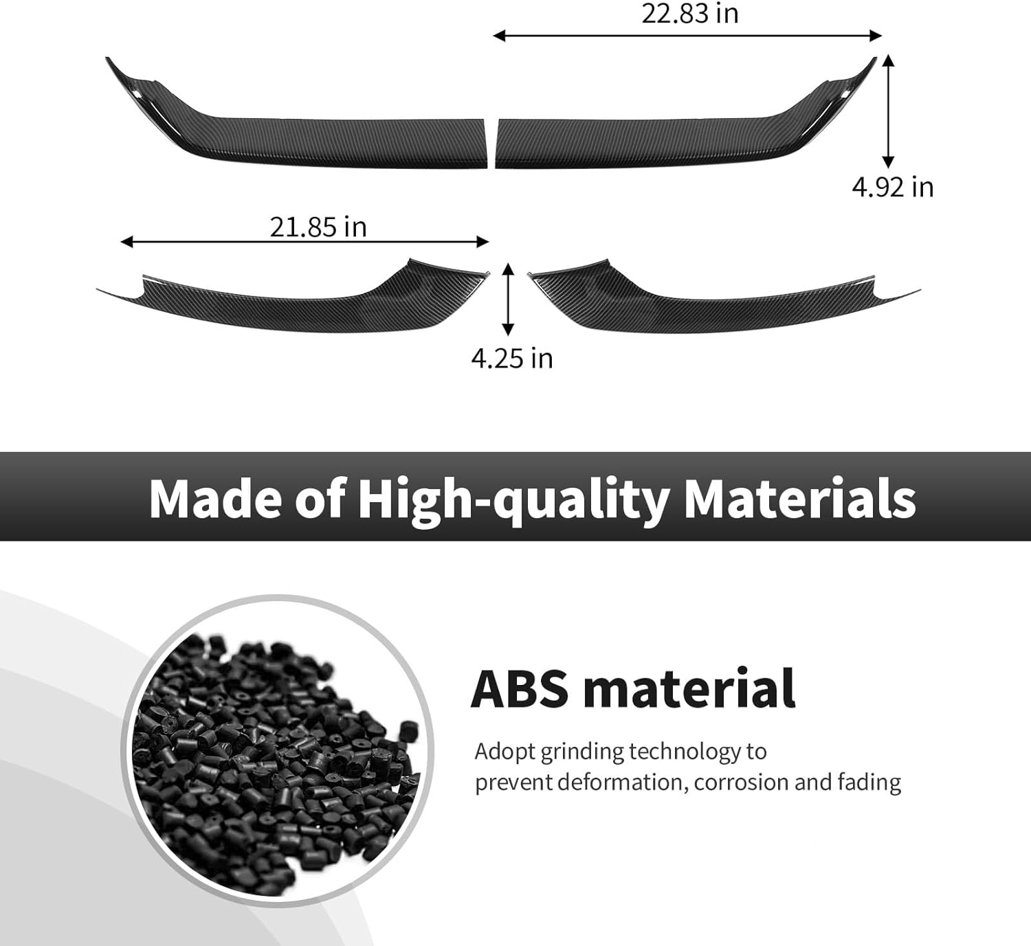 CheroCar Front Bumper Cover Compatible with 2015 2016 2017 Ford Mustang Carbon Fiber Bumpers Face Bar Grille Shutters Lower Grille Trim Panel Encircle License Plate Bracket Mount Fascia Cover