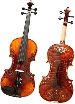 珍しい 、美しいデザインの 手作り バイオリン Amazon | フルサイズバイオリン 彫刻模様 ストラッドスタイル フィドル