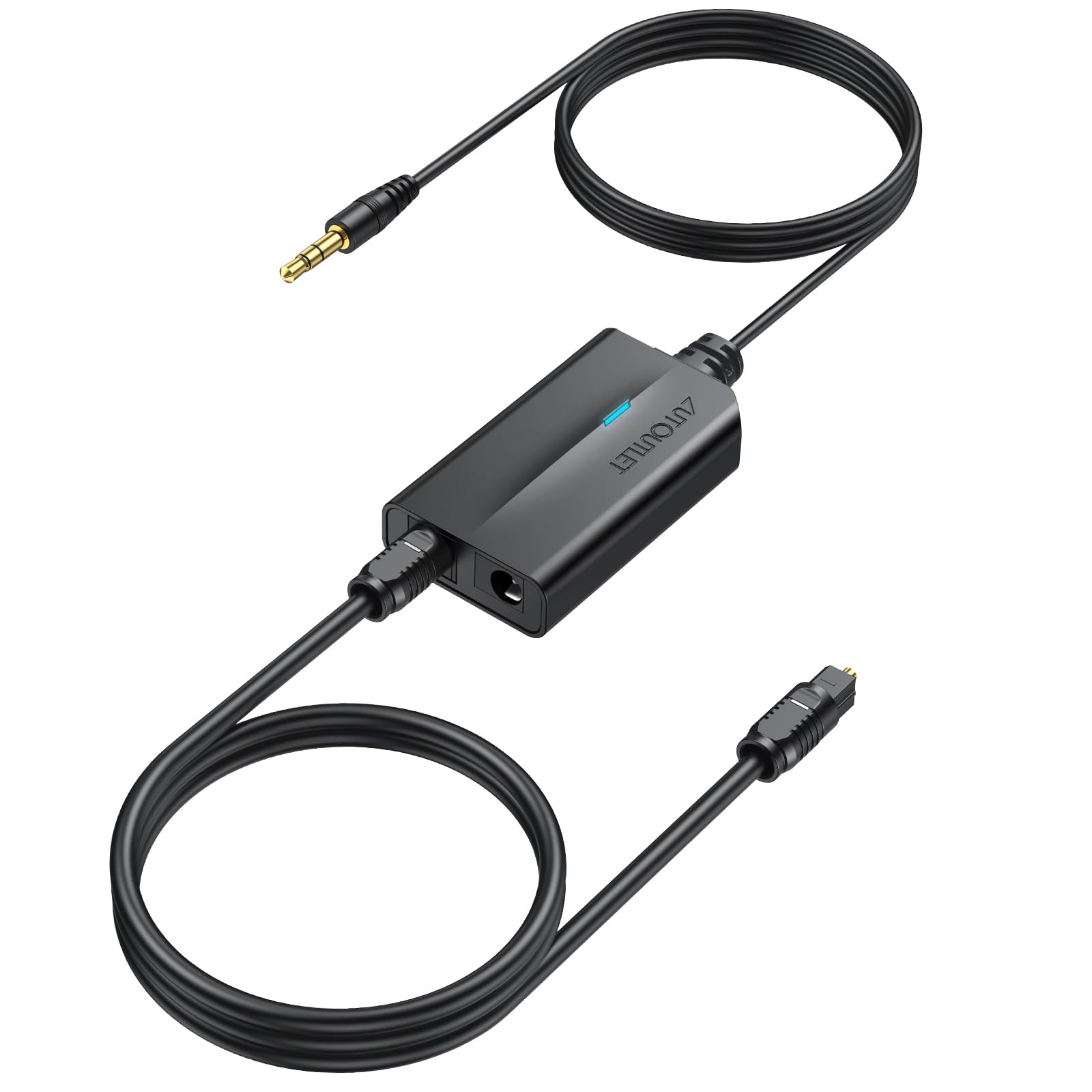 AUTOUTLET Convertitore Audio Analogico Digitale 3,5 mm a Toslink SPDIF con Cavo Audio 3,5 mm e Cavo Ottico 1m per TV Computer