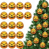 Zhanmai Night Christmas Ornaments Jack O Lantern Tree Decorations Plastic Pumpkin Decor Christmas Tree Ornaments Decorative Hanging Ornaments(24 Pcs, Gold)