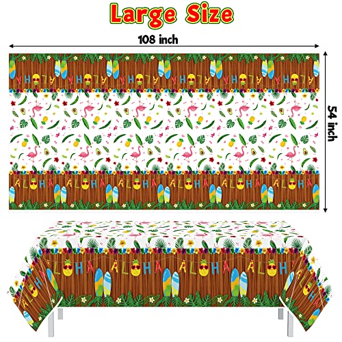 Bkeecten 3Pcs Hawaiian Luau Tablecloth For Party Decoration, 54×108 Inch Hawaii Disposable Plastic Table Covers Palm Leaves Pineapple Tablecloth For Summer Beach Birthday Tropical Aloha Party Supply #TOP1