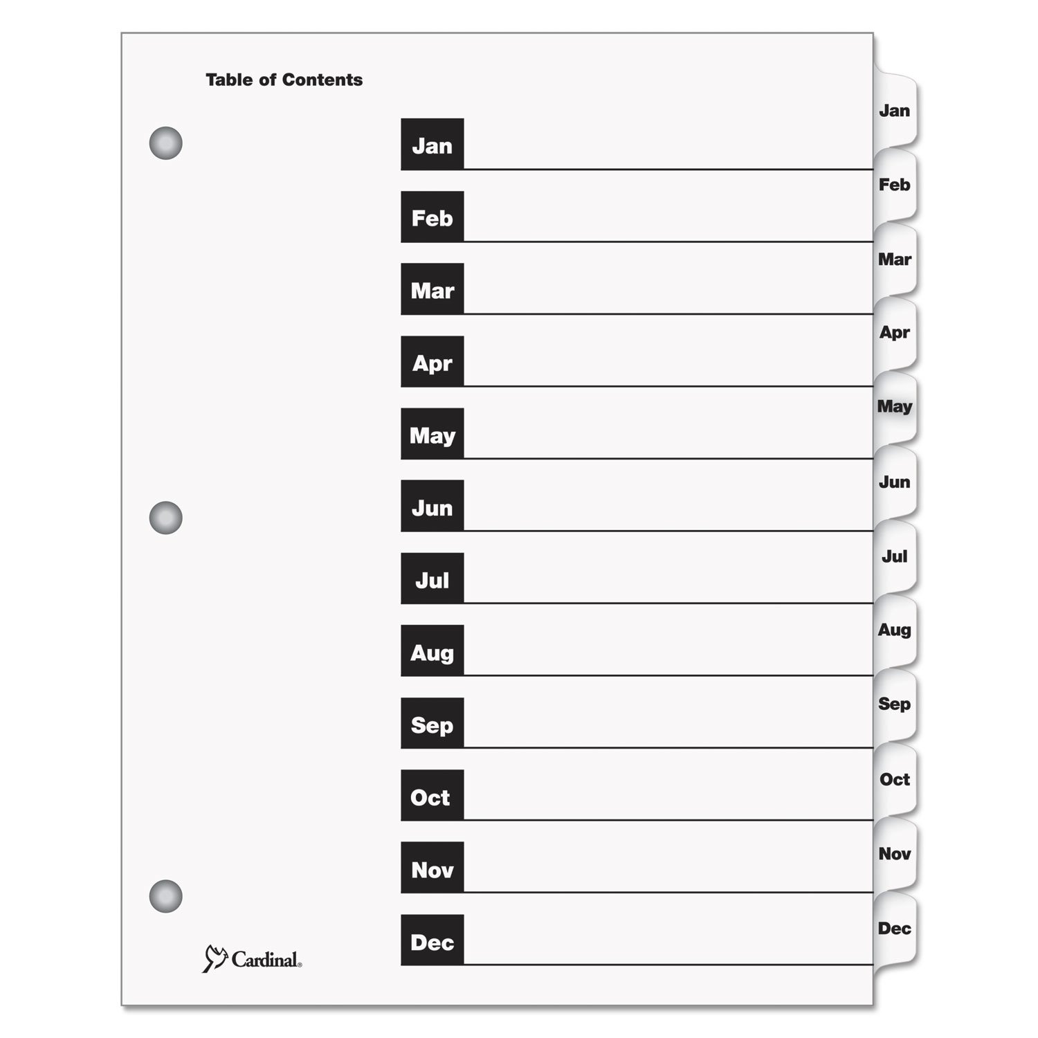Amazon.com : Cardinal OneStep Index System, 12-Tab, Monthly, White