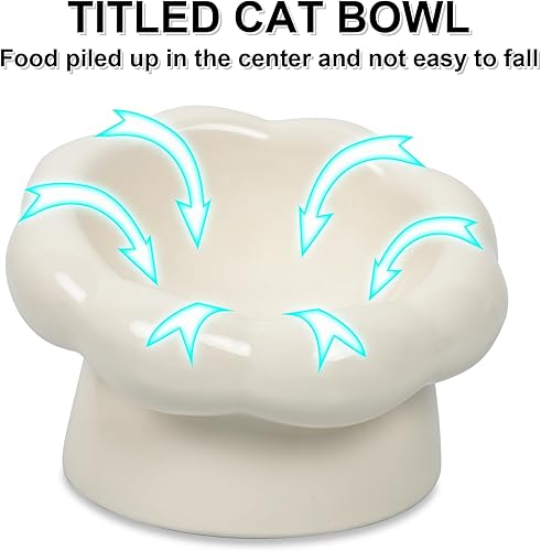 Miniatura 6 de Cuencos elevados de cerámica para gatos, cuenco inclinado en 15 para gatos de interior, apto para vómitos y bigotes, apto para lavavajillas y