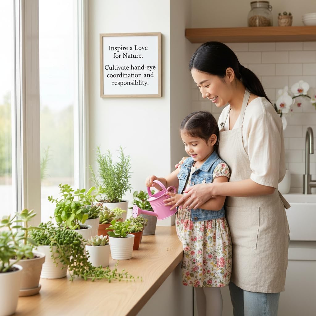 Veemoon Small Kids Watering Can, 6pcs Lightweight Metal Watering Can for Indoor Plants - Portable Water Supplies for Toddler Bonsai Plant Gardening Indoor and Outdoor (6 Colors)