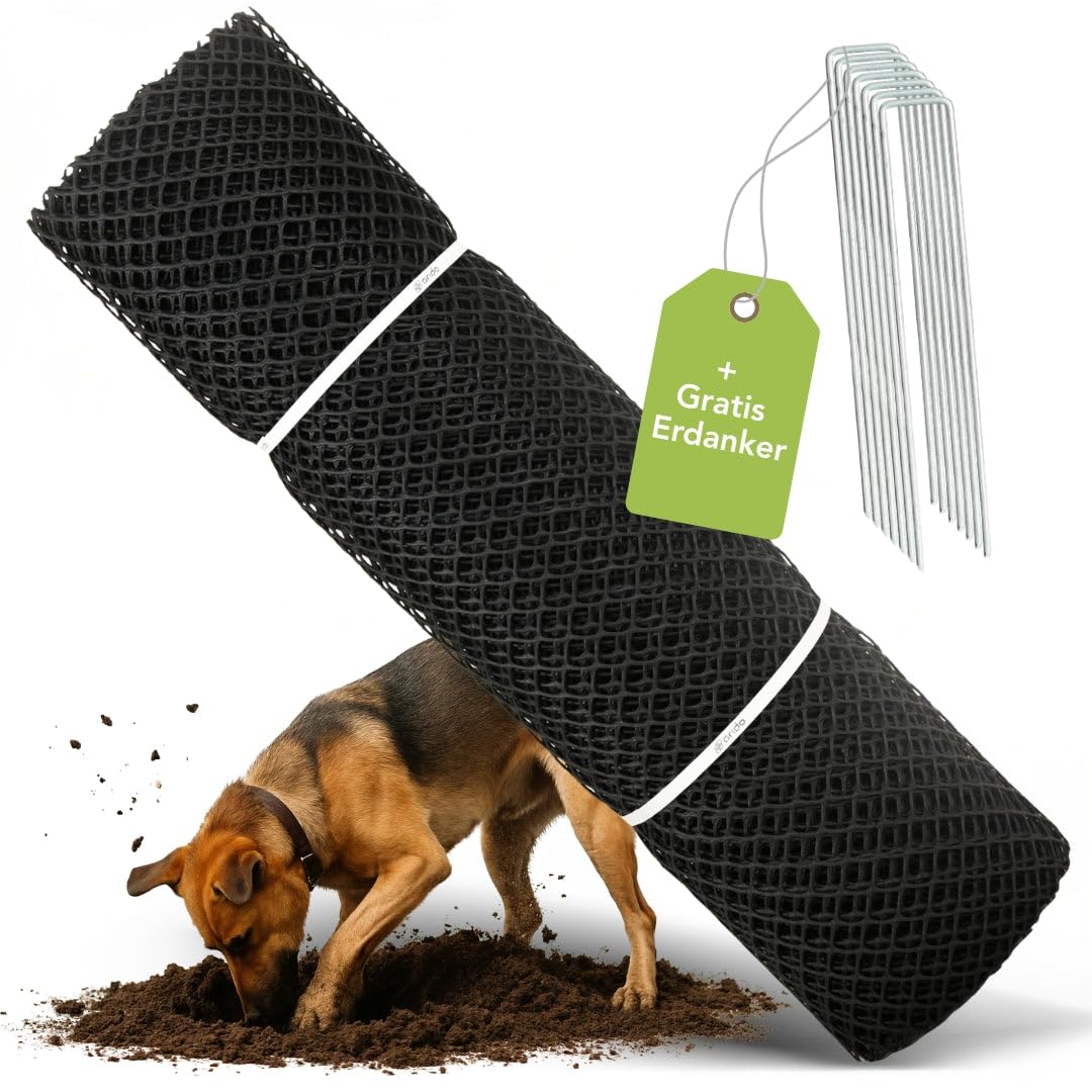 Florade Kratka trawnikowa o szerokości 1,3 m – siatka przeciw kopaniu psów – siatka z tworzywa sztucznego HDPE do wzmocnienia trawnika – oczka 30 mm – 600 g/m² – elastyczna możliwość przycięcia
