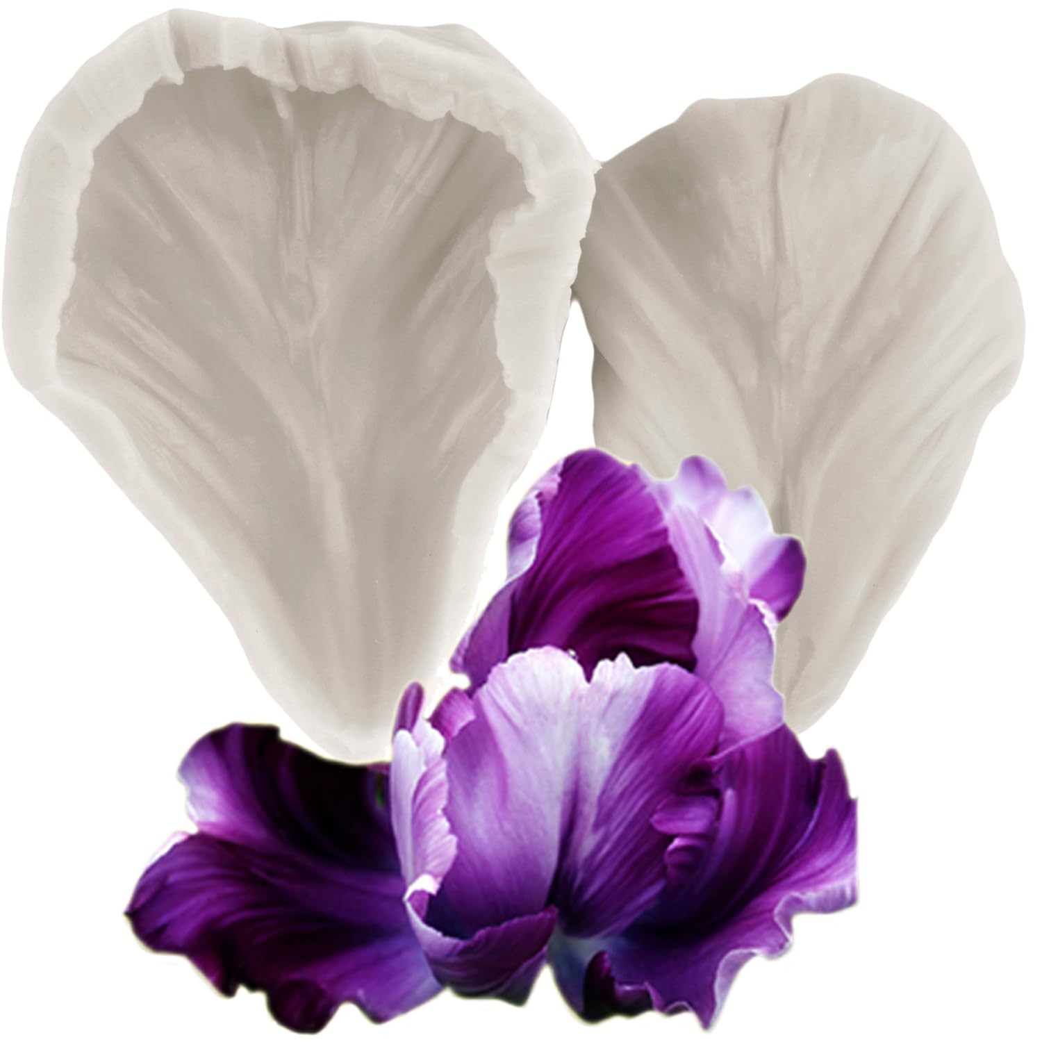 MINFEIDMS Tulip Petals Silicone Fondant Mould Veining Petal Flower Moulds for Cake Decorating Cupcake Topper Candy Chocolate Gum Paste Polymer Clay