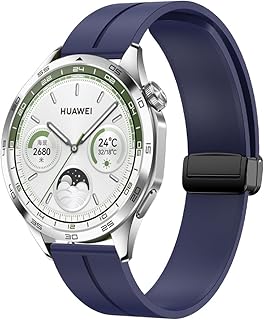 سوار ساعة من السيليكون الناعم بإبزيم مغناطيسي متوافق مع ساعة هواوي GT4 46 ملم | التيميت | GT3 | GT2 | ساعة 3/4 46 ملم و48 ملم من دادو