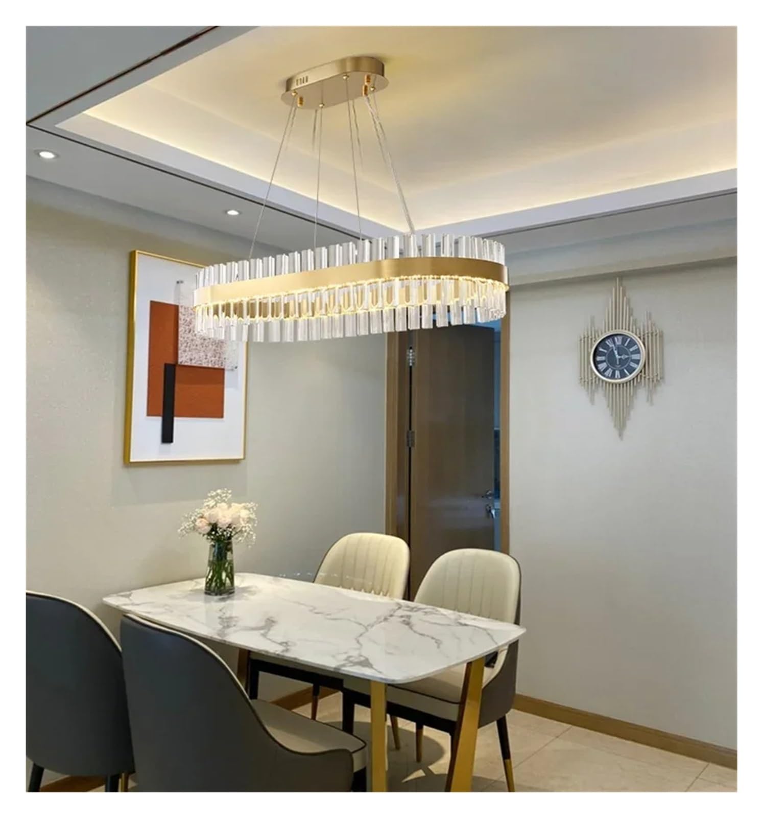 KXEcoLife Modern Luxury Crystal Chandelier Large Living Room Pendant Lights Lustre Home Decor Dining Ceiling Hanging Fixtures ﻿