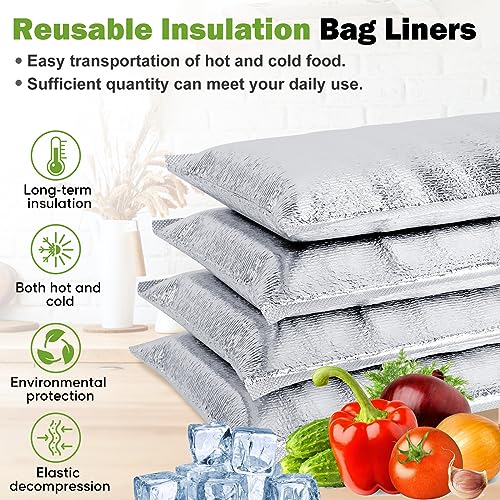 QLOUNI 25 Pcs Reusable Insulation Bags Self-seal Thermal Box Liners Metalized Box Liners Lunch Food Box Packing Pouches Insulation Lining Waterproof Insulation Grocery Delivery Package, 7.9\"x9.8\"