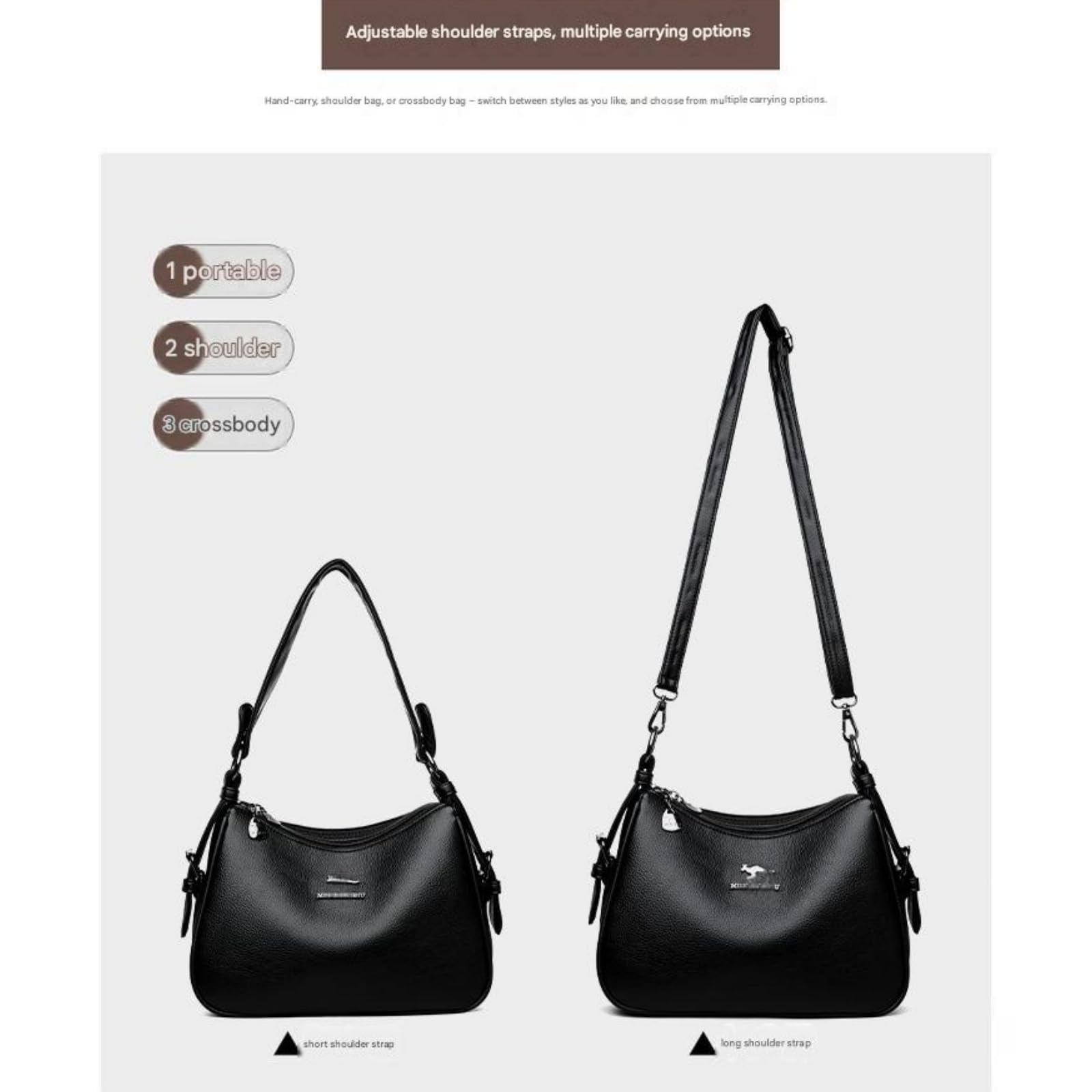 Borsa da Pendolare Casual di Grande capacità, Elegante, Semplice, Morbida, Donna-Nero
