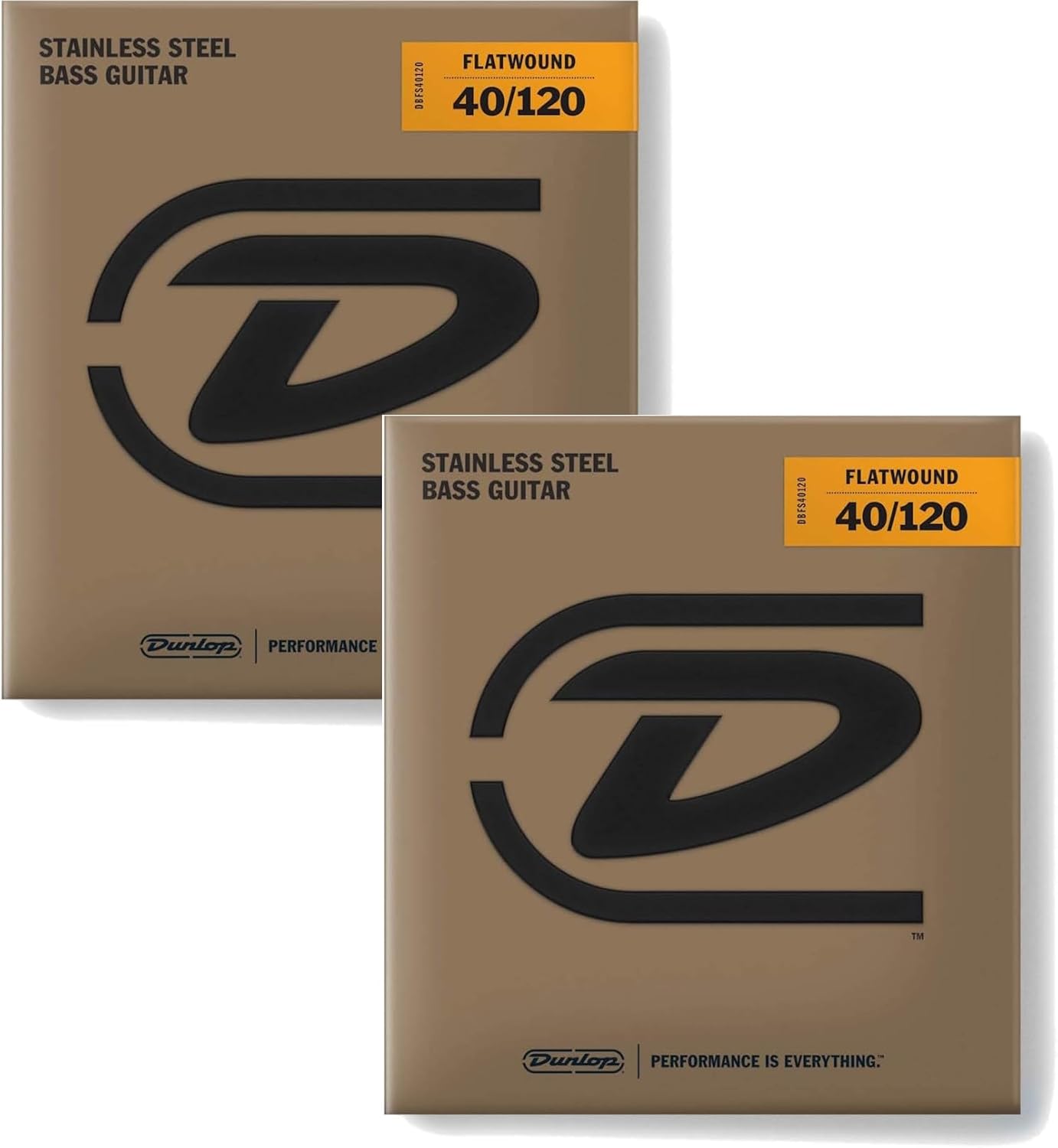 Dunlop DBFS40120 Flatwound Bass Strings, Stainless Steel, Light, .040-.120, 5 Strings/Set (2 Pack)