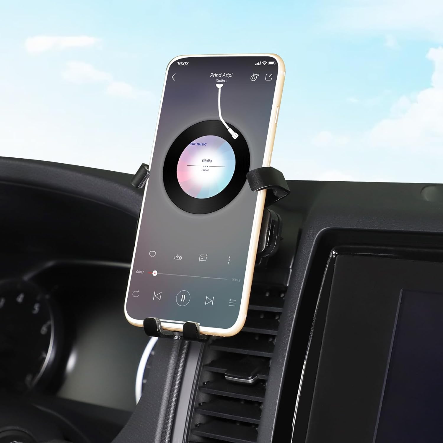 Car Cell Phone Holder Compatible with Nissan Frontier 2022 2023 2024 Center Console Multimedia Display Left Side Panel Mobile Phone Mount Dash Vent Clip Bracket Universal Phones Navigation Accessories