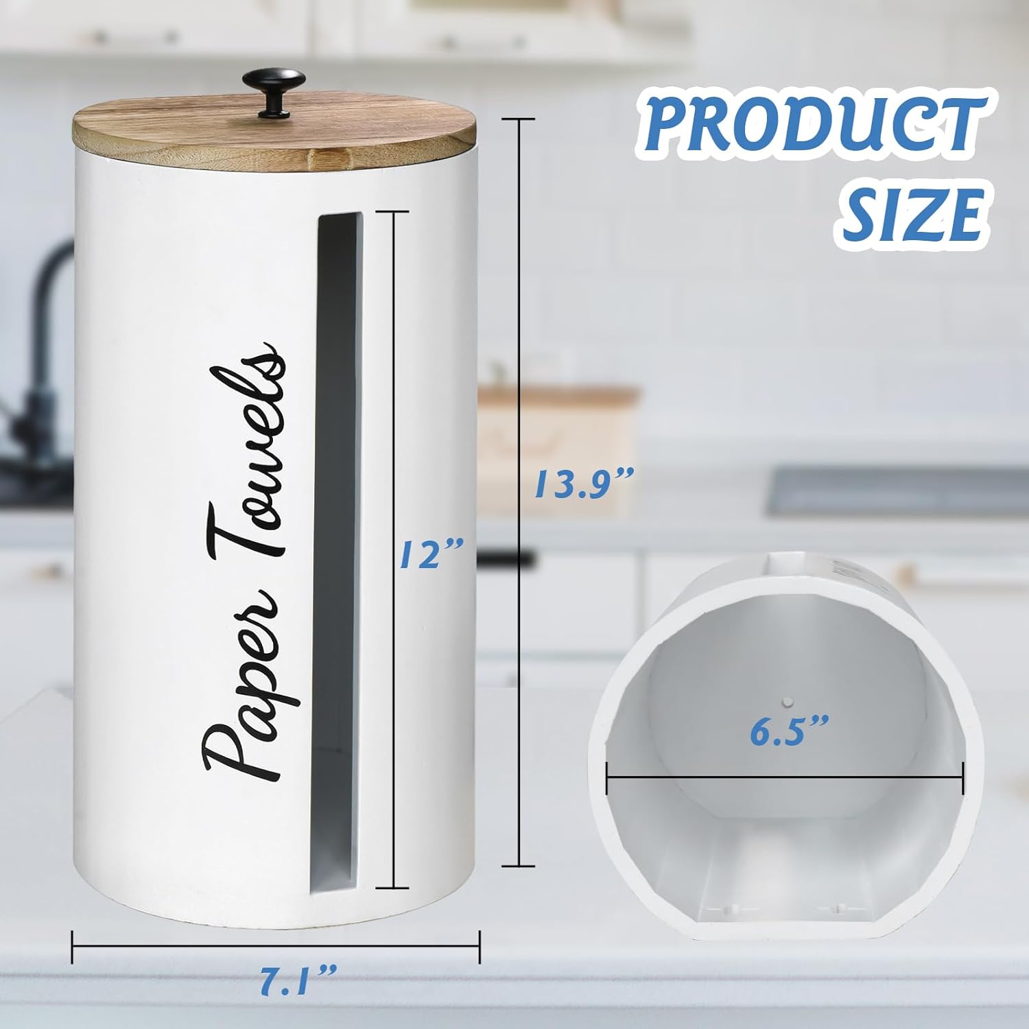 Paper Towel Holder Countertop, Farmhouse Paper Towel Stand for Kitchen, Wood Paper Towel Roll Holder for Kitchen Countertops, Bathroom, Bars & Dining Tables, Rustic Kitchen Decor and Accessories