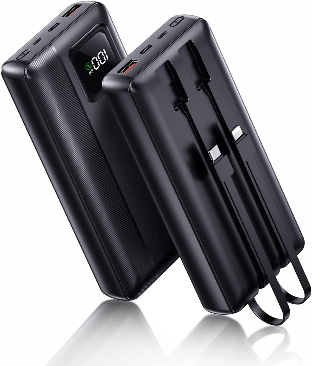 Power-Bank-Portable-Charger - 40000mAh Power Bank Support PD 30W and QC4 0 Fast Charger with Built-in 2 Output Cable