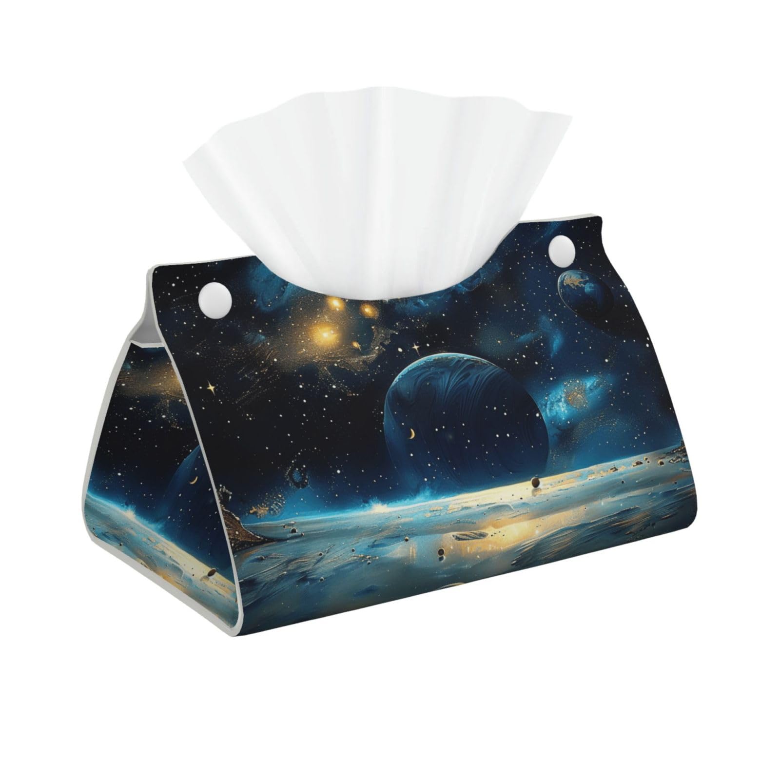 moon stars and planets Print Tissue Box Cover Foldable Tissue Storage Box Leather Tissue Cube Box Holder for Living Room Bedroom Office Car Home Decor