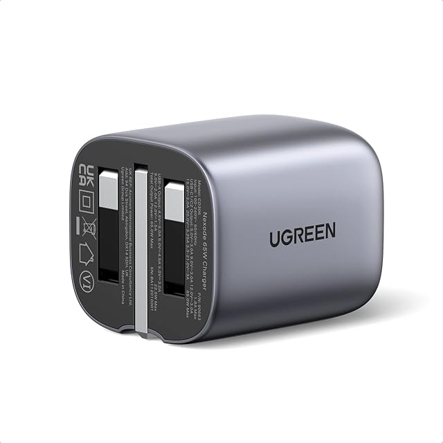 UGREEN 65W USB C Charger Foldable Nexode GaN 3-Port Charger Plug Fast Power Adapter Compatible with MacBook Pro, Dell XPS, iPhone 14/13/12 Series, iPad, Galaxy S22, Steam Deck