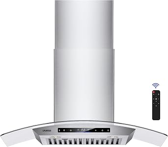 Wall Mount Range Hood 30 inch, 900 CFM Kitchen Vent with Gesture & Remote & Touch Control, Ducted Stainless Steel with Tempered Glass Kitchen Hood with Memory Mode, Adjustable