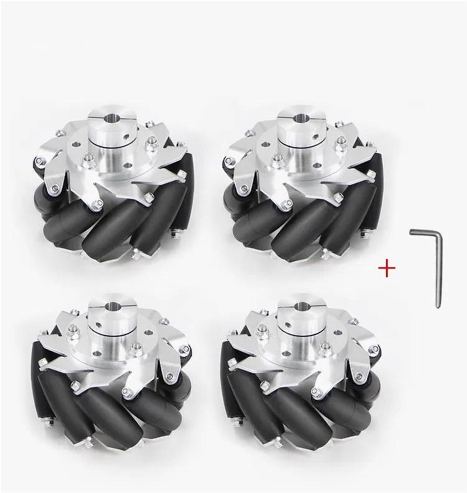 4 unids/Set 40KG Carga 100mm Rueda Mecanum con acoplamientos de Estilo abrazable DIY Coche Robot de Carga Grande(100mm 10mm)
