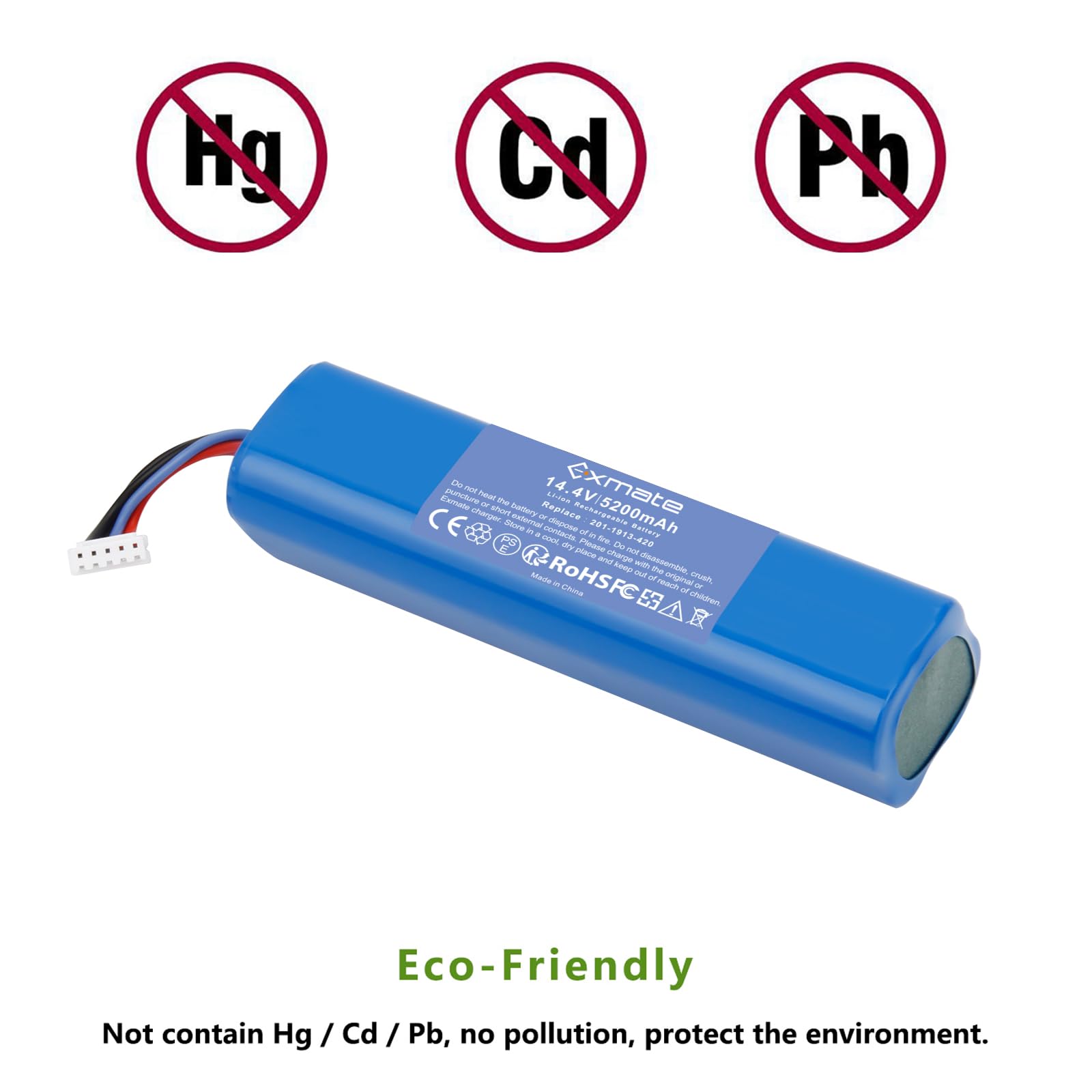 Exmate Akumulator litowo-jonowy 14,4 V 5200 mAh, zamiennik do Ecovacs Deebot Ozmo 950 DX9G, Deebot Ozmo 920, Deebot T8, T8+, Ecovacs Deebot N8, N8+, N8 Pro, N8 Pro+, N5, Home Cleaner robot domowy