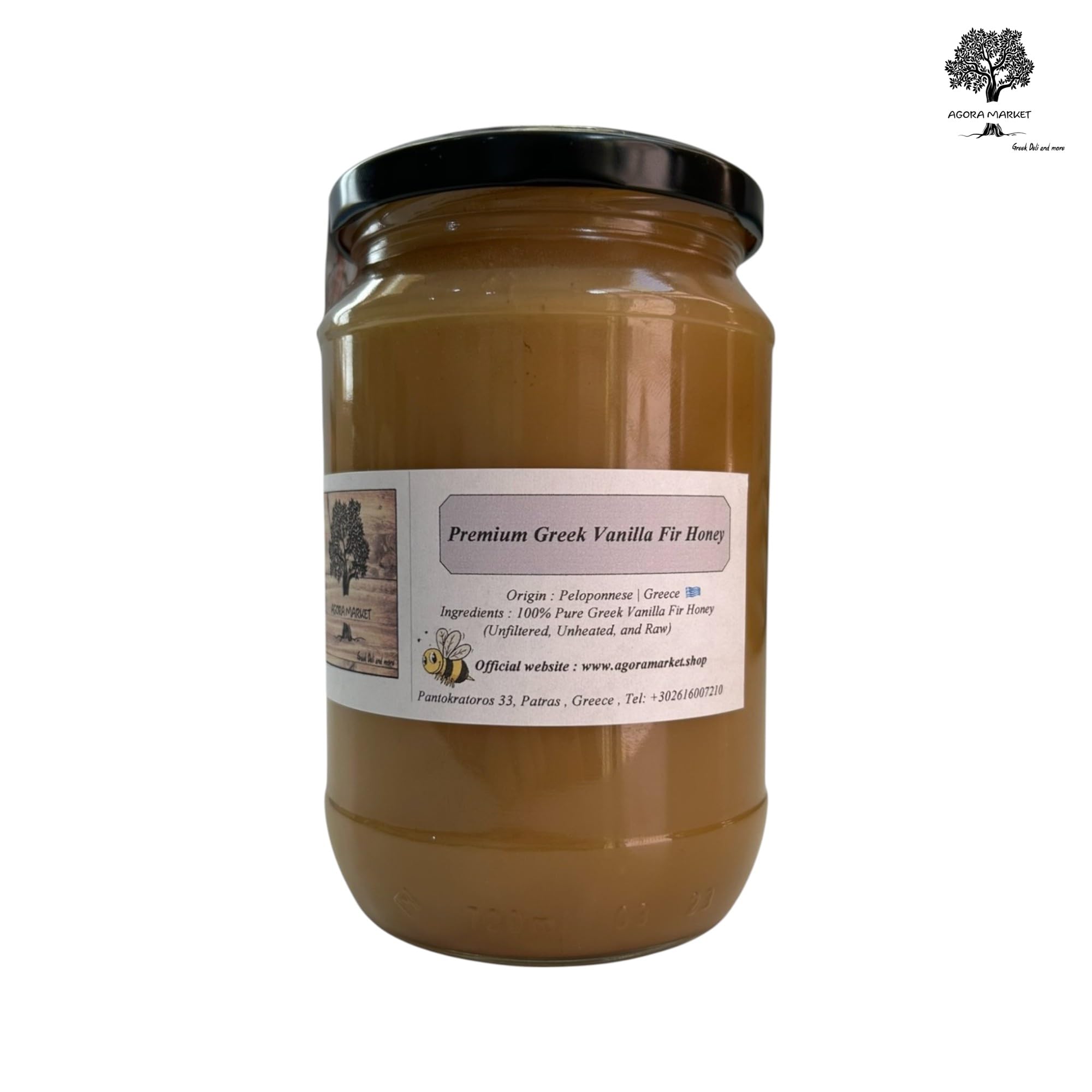 Miel de Abeto Vainilla Griega – Pura, Sin Filtrar y Cruda | 100% Miel Natural de Bosque | 960g (960 gramos)