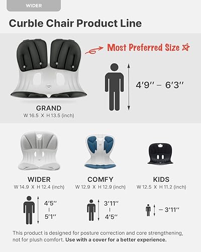 Miniatura 7 de curble Paquete de 2 unidades más amplias (ancho estándar) soporte ergonómico para silla de espalda baja, corrector de postura de apoyo lumbar,