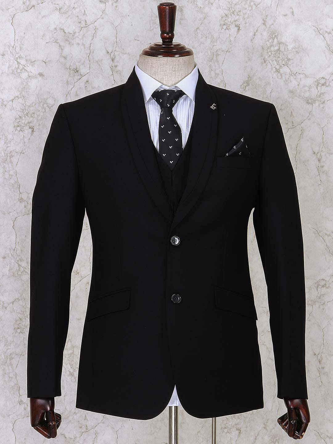 Uomo Scialle Risvolto Vestito Due Bottoni Giacca con Scollo a V Gilet Pantaloni Tre Pezzi Affari Smoking