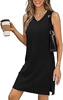 BKRIVE Women's Sleeveless V-Neck Summer Beach Dress 2025 - Casual Vacation Sundress with Side Splits