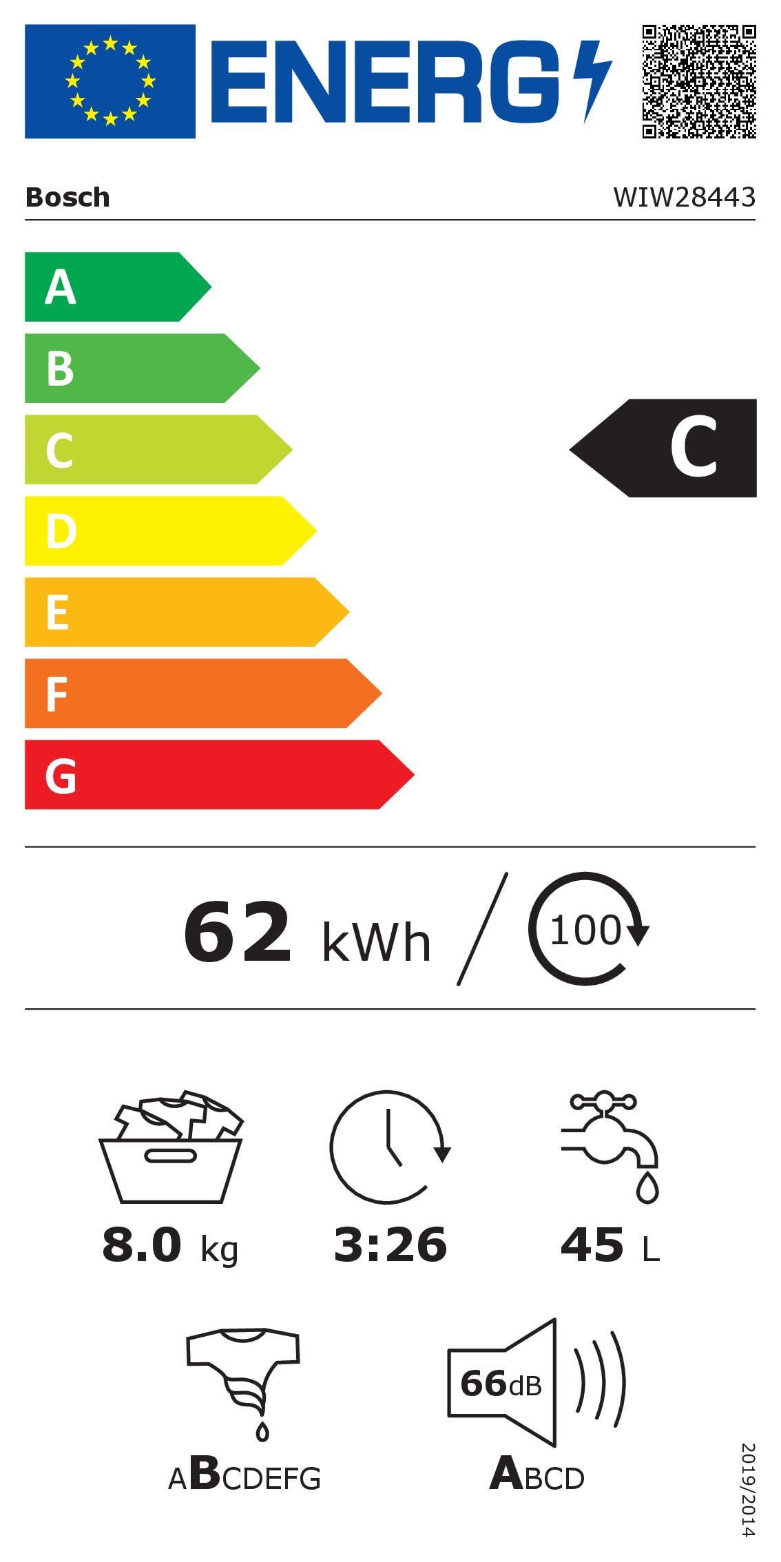 Bosch Serie 8 Vollintegrierbare Waschmaschine 8 kg 1400 UpM WIW28443 | Made in Germany, vollintegriertes Design, Time Light Restlaufzeit-Projektion auf den Boden, leiser Motor, AquaStop
