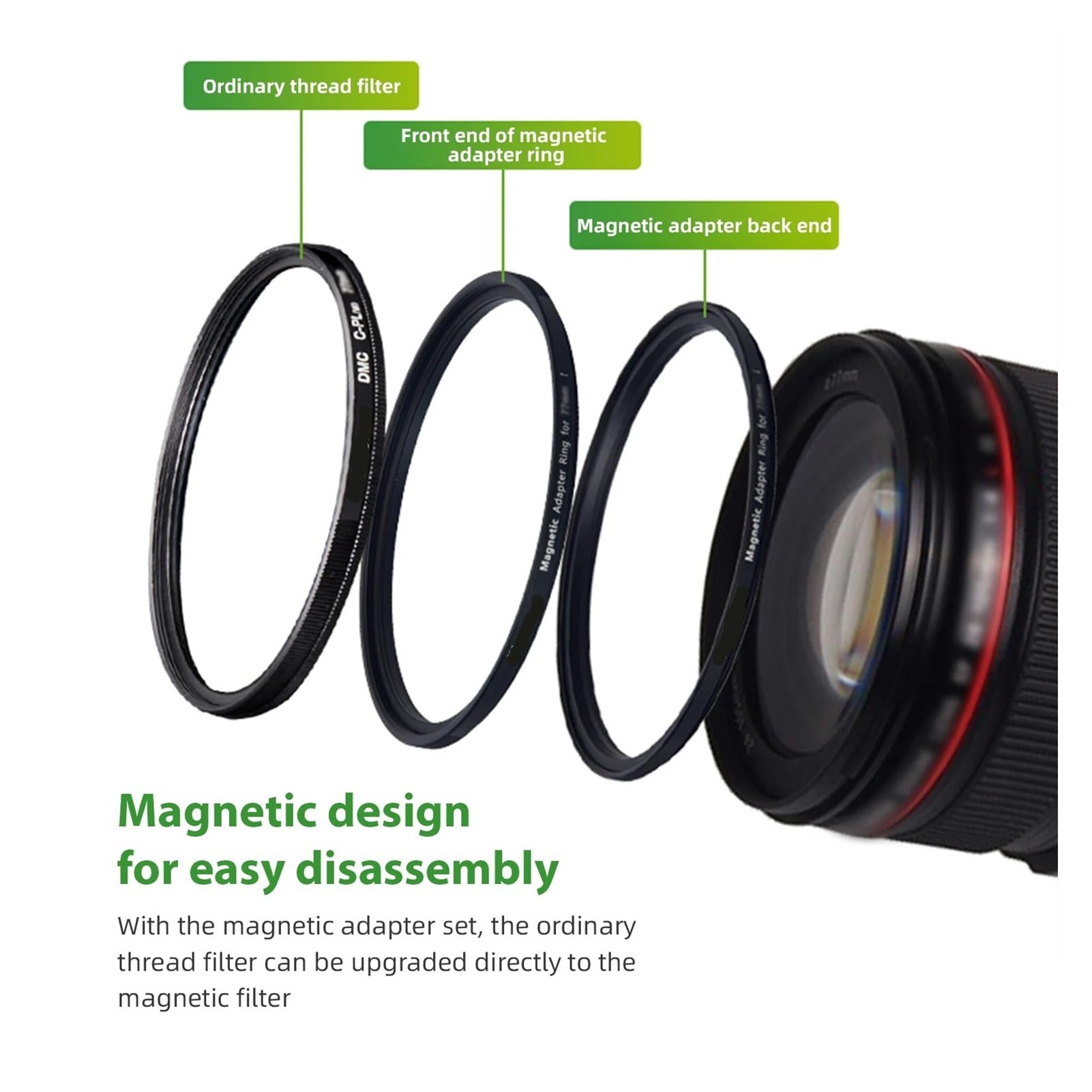 Kit De Anillo Adaptador De Filtro Magnético 67mm/ 72mm/ 77mm/ 82mm Anillo Adaptador For Filtro Y Lente Anillo Adaptador Magnético(72mm)