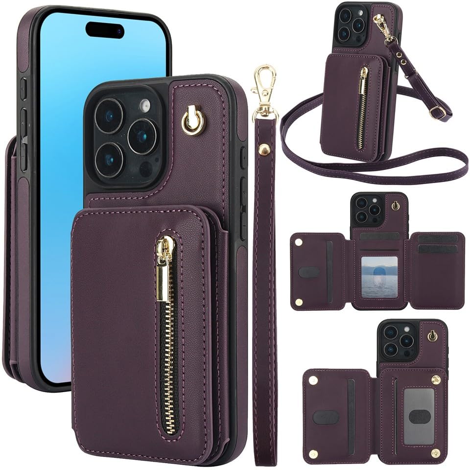 Étui portefeuille iPhone 12 Pro Max anti-rayures à fermeture magnétique