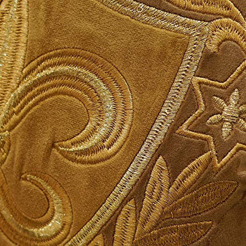 Avigers 20 X 20 Inch Shield Embroidery Velvet Cushion Cover Luxury European Pillow Case Pillowcase Home Decorative For Sofa Chair Bedroom Throw Pillow, Brown #TOP2