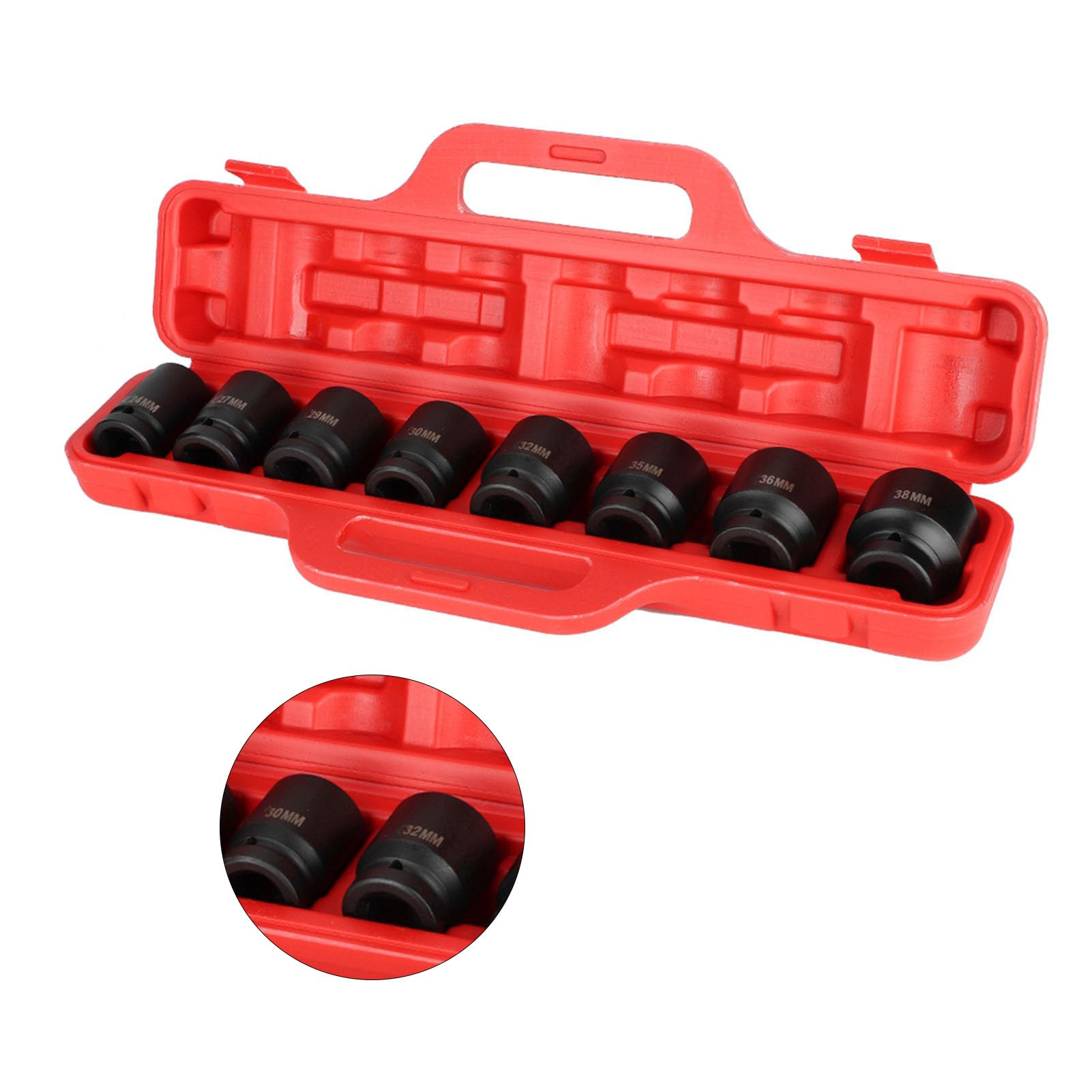 Generic Zestaw Nasadek Udarowych Adapter Głębokiego Gniazda ze Stali Chromowo-wanadowej 8-częściowy 3-calowy Napęd 80 Mm Długość 24 Mm Do 38 Do Narzędzi Naprawczych Użytku Przez Mechaników i Warsztaty
