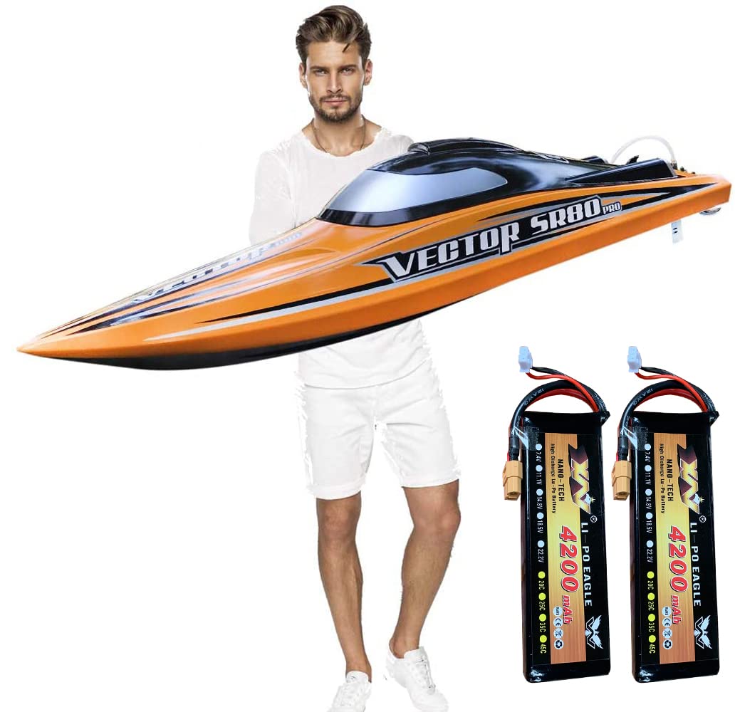 SOWOFA Ready to Run, 31.5" Large Remote Control Speed Boat for Adults S3.0 Pro Brushless Motor 80km/h+, Two 4200 mAh Battery for Power at Same time,Upgraed All Metal Rudder (Fast Express Offers)