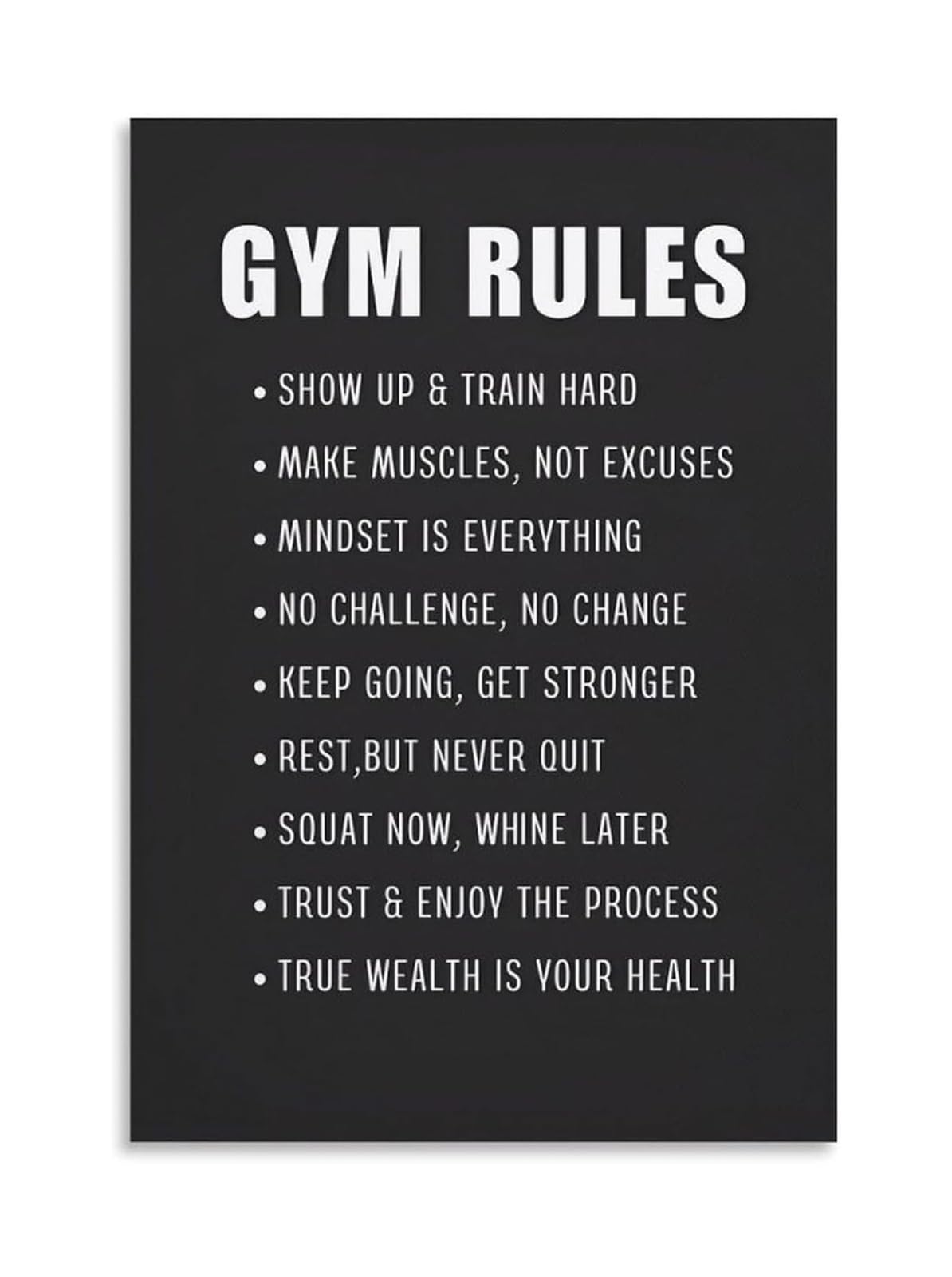EKFBQBGW Workout Motivation Poster​ - Vintage Gym Rules Sign Style Canvas Art for CrossFit Box, Garage, Fitness Studio Unframed,08X12inch(20X30cm)