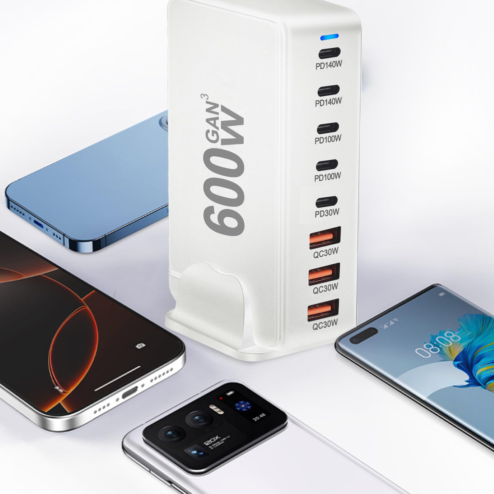 Szybki Ładowarka 140 W z 5 USB-C i 3 USB-A PD 3.1 do MacBook, iPhone, laptop i iPad