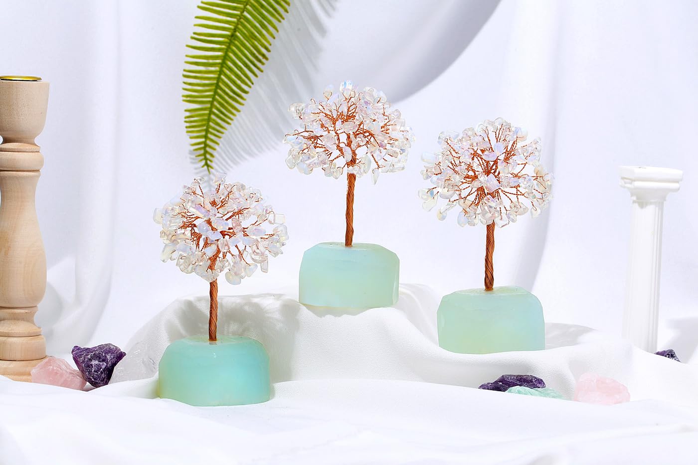 XIANNVXI Opal Tree Opalite Crystal Tree of Life Ornament Healing Crystal Gifts for Women Reiki Feng Shui Opal Gemstone Decor - Image 4