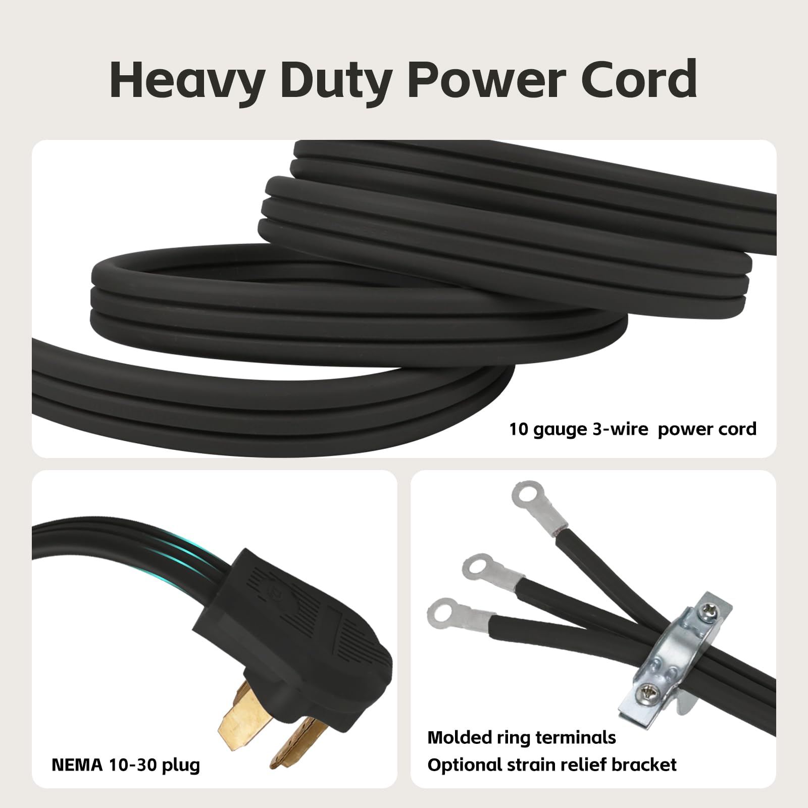 3 clavijas, cable de alimentación de extensión de dispositivo de 3 metros, NEMA 14-30, negro