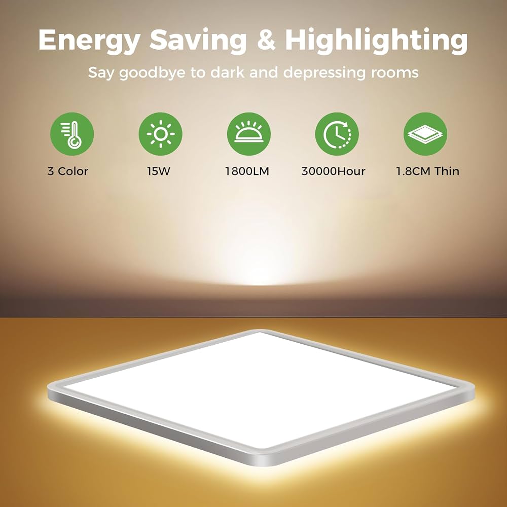 Plafonnier LED Eyesgood 36W Lot De 2 - IP44 Étanche, Blanc 6500K | Pour Salle De Bain, Cuisine, Couloir