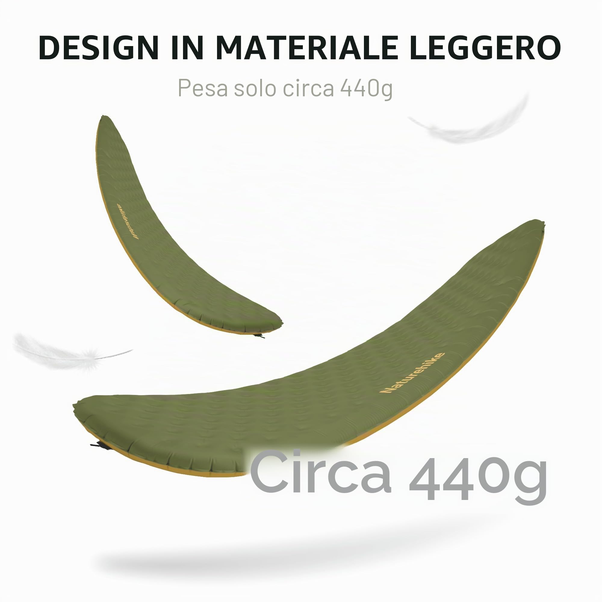 Naturehike Thermal 3,5R Materassino da campeggio, 4 stagioni (-6 ℃), Ultraleggero Materasso Gonfiabile Campeggio con Cuscino per Escursionismo, Trekking, Tenda-Mummy/183 * 58（Green）
