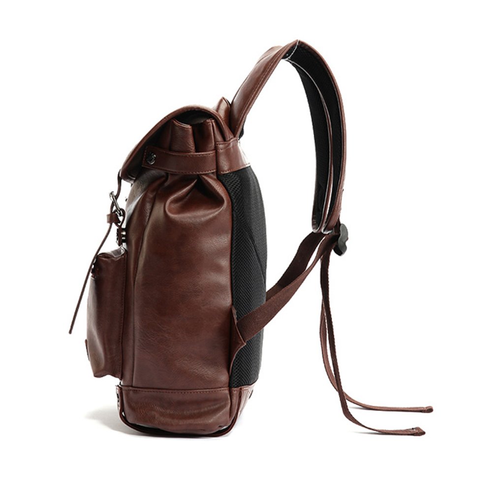Retrò Vintage Zaini in Pelle PU Esterni Viaggi Zaino Scuola Borsa a Tracolla fit iPad e 14" Laptop Backpack per Uomo e Donna (Caffè)